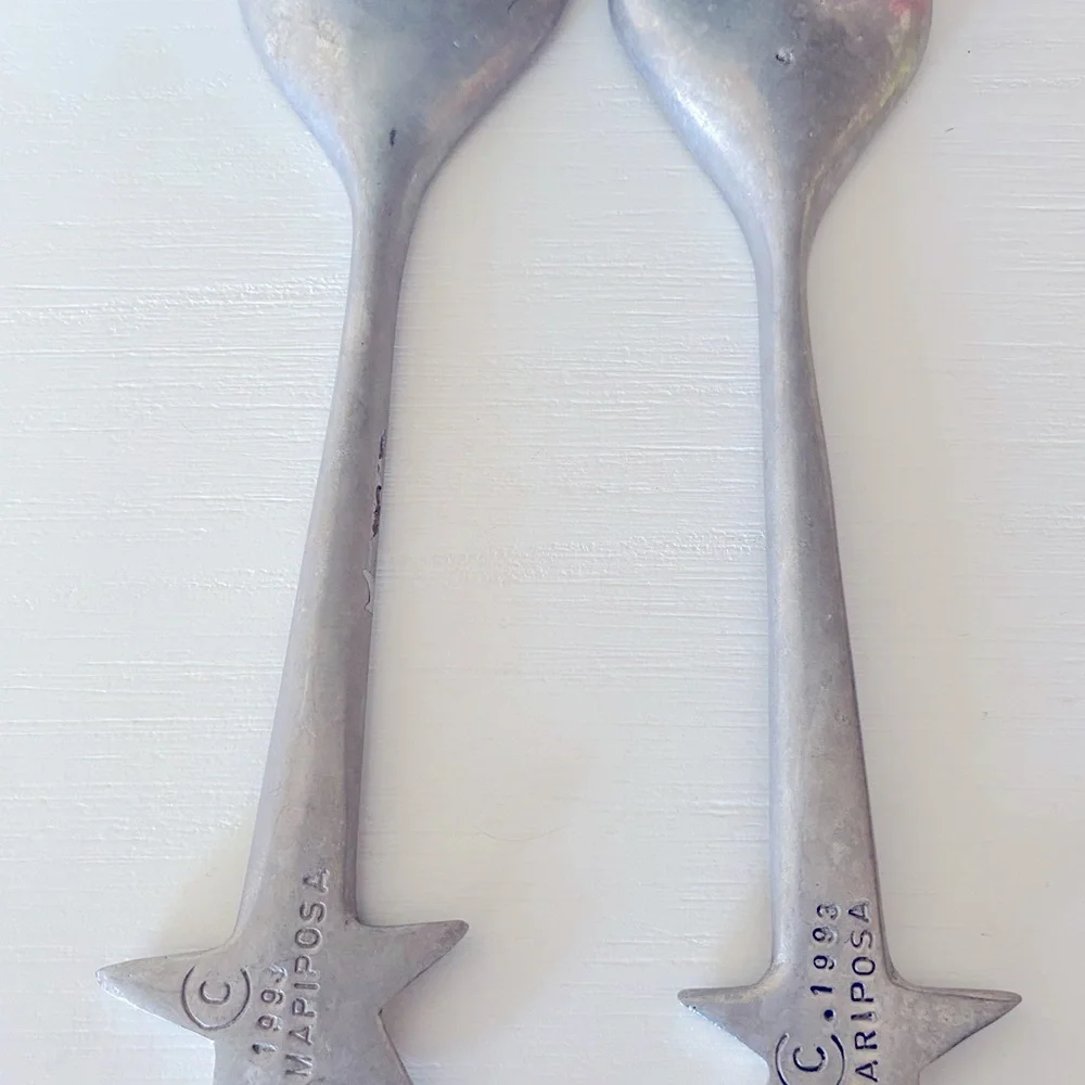MARIPOSA VINTAGE SALAD SPOONS 11.5 INCH STAR SET UTENSILS 1993